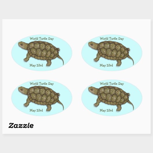 Westerne Vijverschildpad Ovale Sticker (Vel)