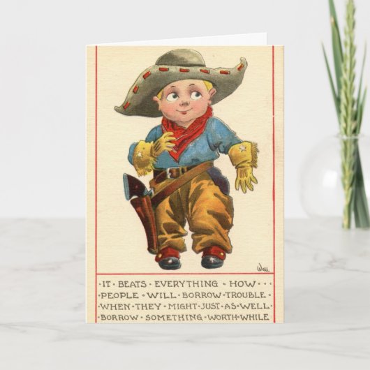Westerne Vintage 1912 Lil' Cowboy Wenskaart Kaart (Voorkant)