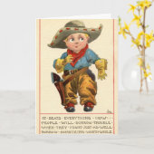 Westerne Vintage 1912 Lil' Cowboy Wenskaart Kaart (Gele Bloem)