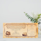 Westerne Vintage bruiloft Ticket Uitnodiging & RSV (Staand voorkant)