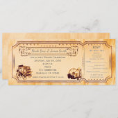 Westerne Vintage bruiloft Ticket Uitnodiging & RSV (Voorkant / Achterkant)