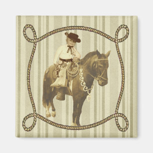 Westerne Vintage kleine cowboy op paard Magneet