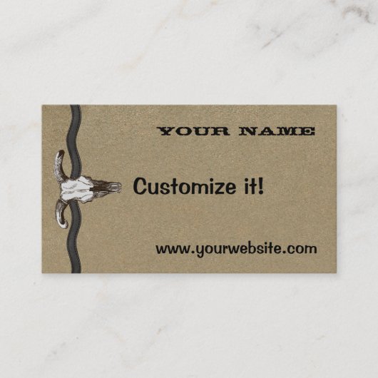 Westerne Visitekaartjes van leder en schedel (Voorkant)