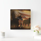 Westerne vlag voor cowboy en vee vierkante klok (Huis)