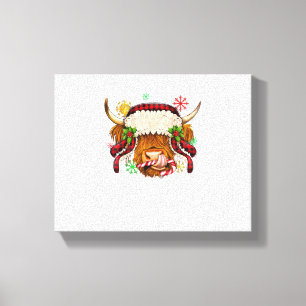 Westerne Vrolijk Kerstfeest Highland Koe Xmas Boer Canvas Afdruk