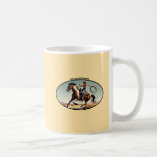 Westerne vrouw Cowgirl op een paard met een touw U Koffiemok