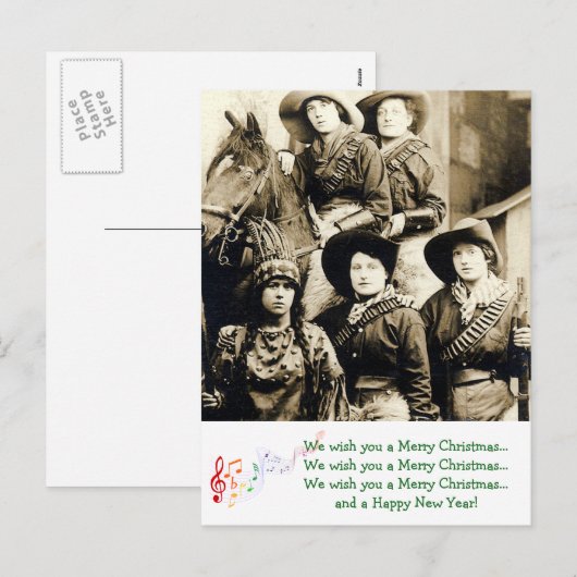 Westerne vrouwen Kerstgroeten Feestdagenkaart (Voorkant / Achterkant)