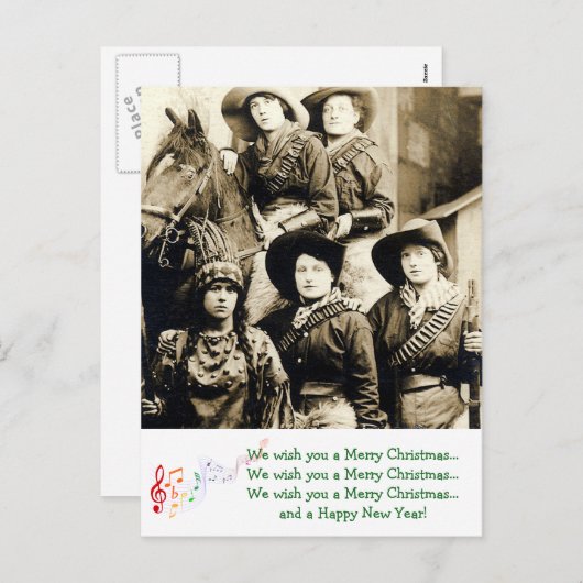 Westerne vrouwen Kerstgroeten Feestdagenkaart (Voorkant / Achterkant)