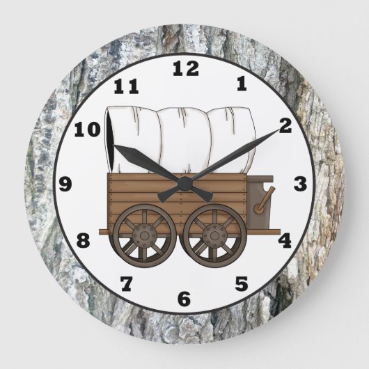 Westerne Wagon Wagon Wandklok in het land (Voorkant)