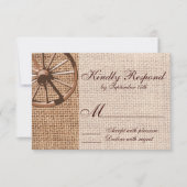 Westerne Wagon Wheel Burlap RSVP-kaart RSVP Kaartje (Voorkant)
