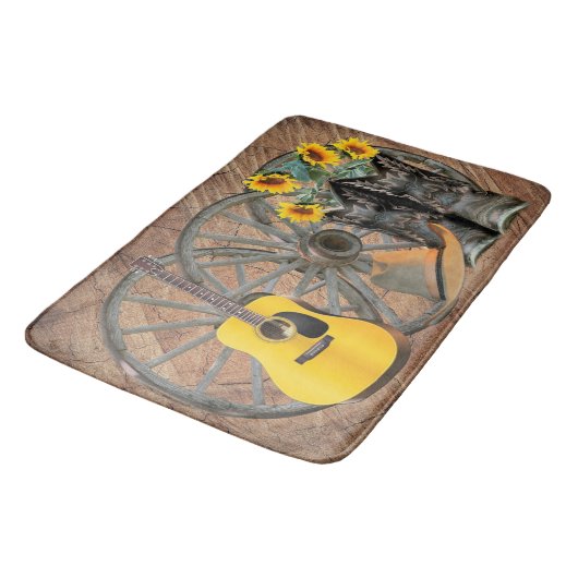 Westerne Wagon Wheel Guitar Cowboylaarzen Zonneblo Badmat (Gekanteld)