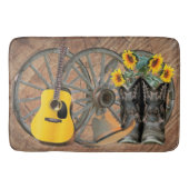 Westerne Wagon Wheel Guitar Cowboylaarzen Zonneblo Badmat (Voorkant)