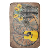Westerne Wagon Wheel Guitar Cowboylaarzen Zonneblo Badmat (Voorkant Verticaal)
