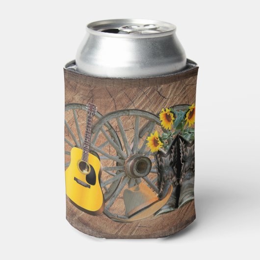 Westerne Wagon Wheel Guitar Cowboylaarzen Zonneblo Blikjeskoeler (Blikje Voorkant)