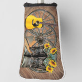 Westerne Wagon Wheel Guitar Cowboylaarzen Zonneblo Golfheadcover (Draai 90)