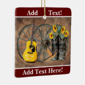 Westerne Wagon Wheel Guitar Cowboylaarzen Zonneblo Keramisch Ornament (Rechts)