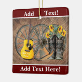 Westerne Wagon Wheel Guitar Cowboylaarzen Zonneblo Keramisch Ornament (Links)