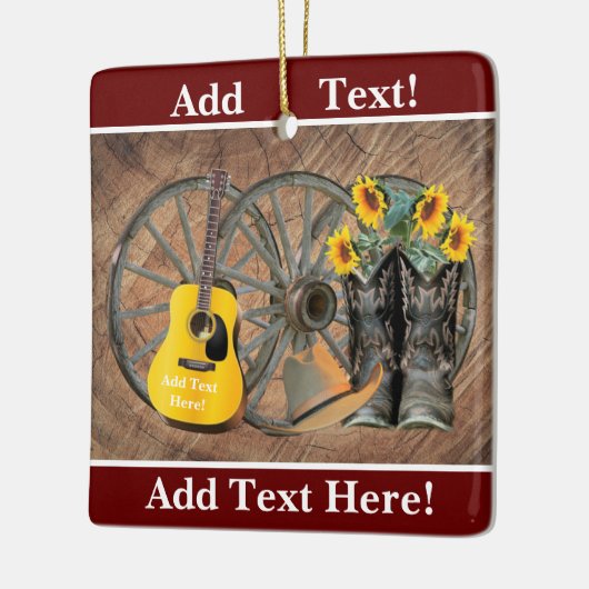 Westerne Wagon Wheel Guitar Cowboylaarzen Zonneblo Keramisch Ornament (Links)