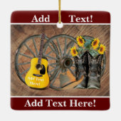 Westerne Wagon Wheel Guitar Cowboylaarzen Zonneblo Keramisch Ornament (Achterkant)