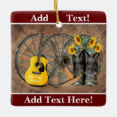 Westerne Wagon Wheel Guitar Cowboylaarzen Zonneblo Keramisch Ornament (Voorkant)