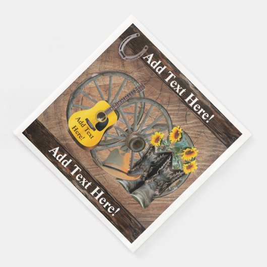 Westerne Wagon Wheel Guitar Cowboylaarzen Zonneblo Servet (Hoek)
