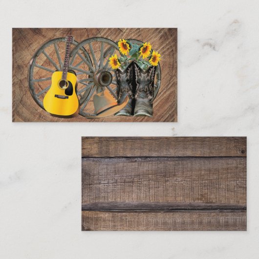 Westerne Wagon Wheel Guitar Cowboylaarzen Zonneblo Visitekaartje (Voorkant / Achterkant)