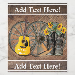 Westerne Wagon Wheel Guitar Cowboylaarzen Zonneblo Wijn Etiket