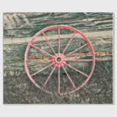 Westerne Wagon Wheel Red Country ontkoppeling Cadeaupapier (Vlak)