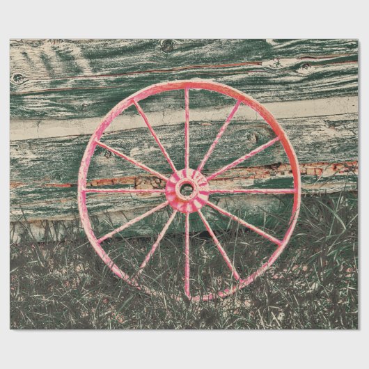 Westerne Wagon Wheel Red Country  ontkoppeling Cadeaupapier (Vlak)