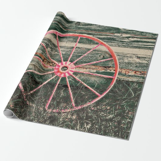 Westerne Wagon Wheel Red Country ontkoppeling Cadeaupapier (Uitgerold)