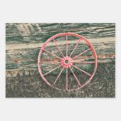 Westerne Wagon Wheel Red Country ontkoppeling Inpakpapier Vel (Voorkant)