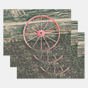 Westerne Wagon Wheel Red Country ontkoppeling Inpakpapier Vel