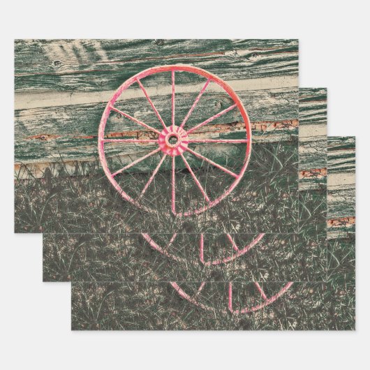 Westerne Wagon Wheel Red Country ontkoppeling Inpakpapier Vel (Set)