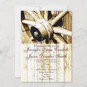 Westerne Wagon Wheel Wedding Invitaties in het lan Kaart (Voorkant)