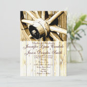 Westerne Wagon Wheel Wedding Invitaties in het lan Kaart (Staand voorkant)