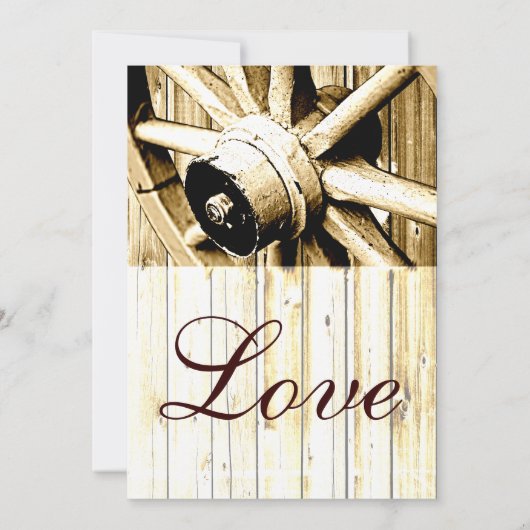 Westerne Wagon Wheel Wedding Invitaties in het lan Kaart (Achterkant)