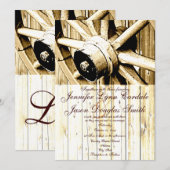Westerne Wagon Wheel Wedding Invitaties in het lan Kaart (Voorkant / Achterkant)