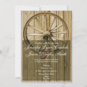 Westerne Wagon Wheel Wedding Invitaties in het lan Kaart (Voorkant)