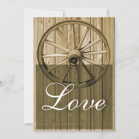 Westerne Wagon Wheel Wedding Invitaties in het lan Kaart (Achterkant)