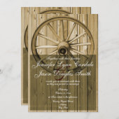 Westerne Wagon Wheel Wedding Invitaties in het lan Kaart (Voorkant / Achterkant)