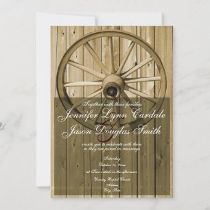 Westerne Wagon Wheel Wedding Invitaties in het lan Kaart