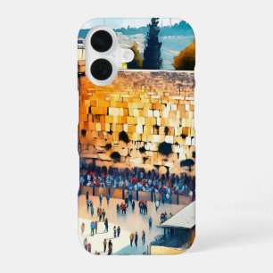Westerne Wall Kotel Water Color Art iPhone 16 Hoesje