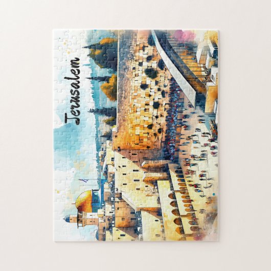 Westerne Wall Kotel Water Color Art Legpuzzel (Verticaal)