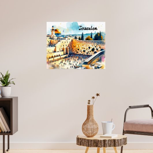 Westerne Wall Kotel Water Color Art Poster (Woonkamer 3)