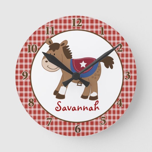 Westerne wandklok van paarden - voeg een naam toe (Voorkant)