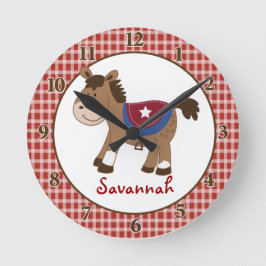 Westerne wandklok van paarden - voeg een naam toe