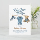 Westerne waslijn Denim Blue Jean Baby shower Kaart (Staand voorkant)