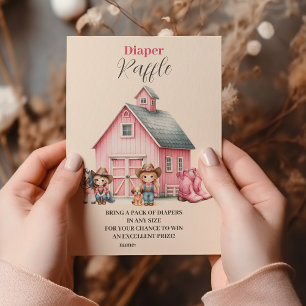Westerne Waterverf Baby Meisje Diapper Raffle Informatiekaartje