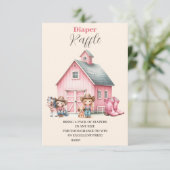 Westerne Waterverf Baby Meisje Diapper Raffle Informatiekaartje (Staand voorkant)