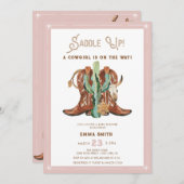 Westerne Waterverf Baby Meisje Douche Kaart (Voorkant / Achterkant)